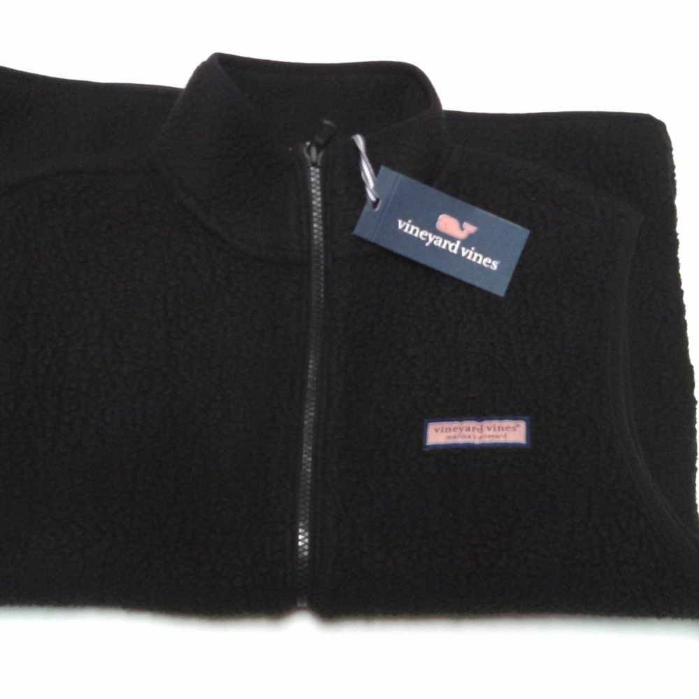 Vineyard Vines Sherpa Fleece Vest Full Zip Black - Picture 5 of 7